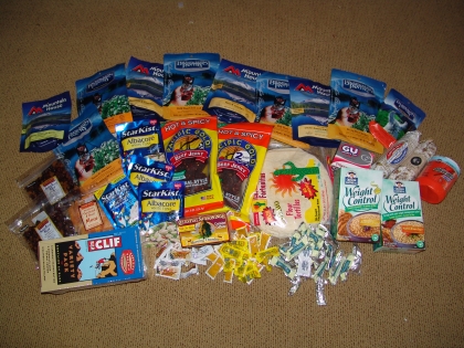 Our entire Muir Trail mealplan.